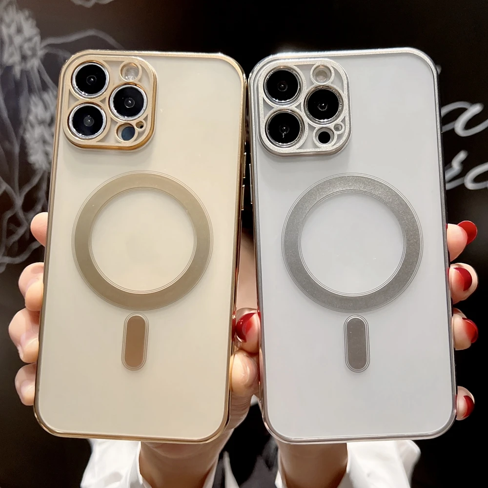 

Чехол для iPhone 13 Pro Max, магнитный матовый чехол 13 Pro с гальваническим покрытием и беспроводной зарядкой, чехол для телефона 12 Pro Max, чехлы для iPhone...