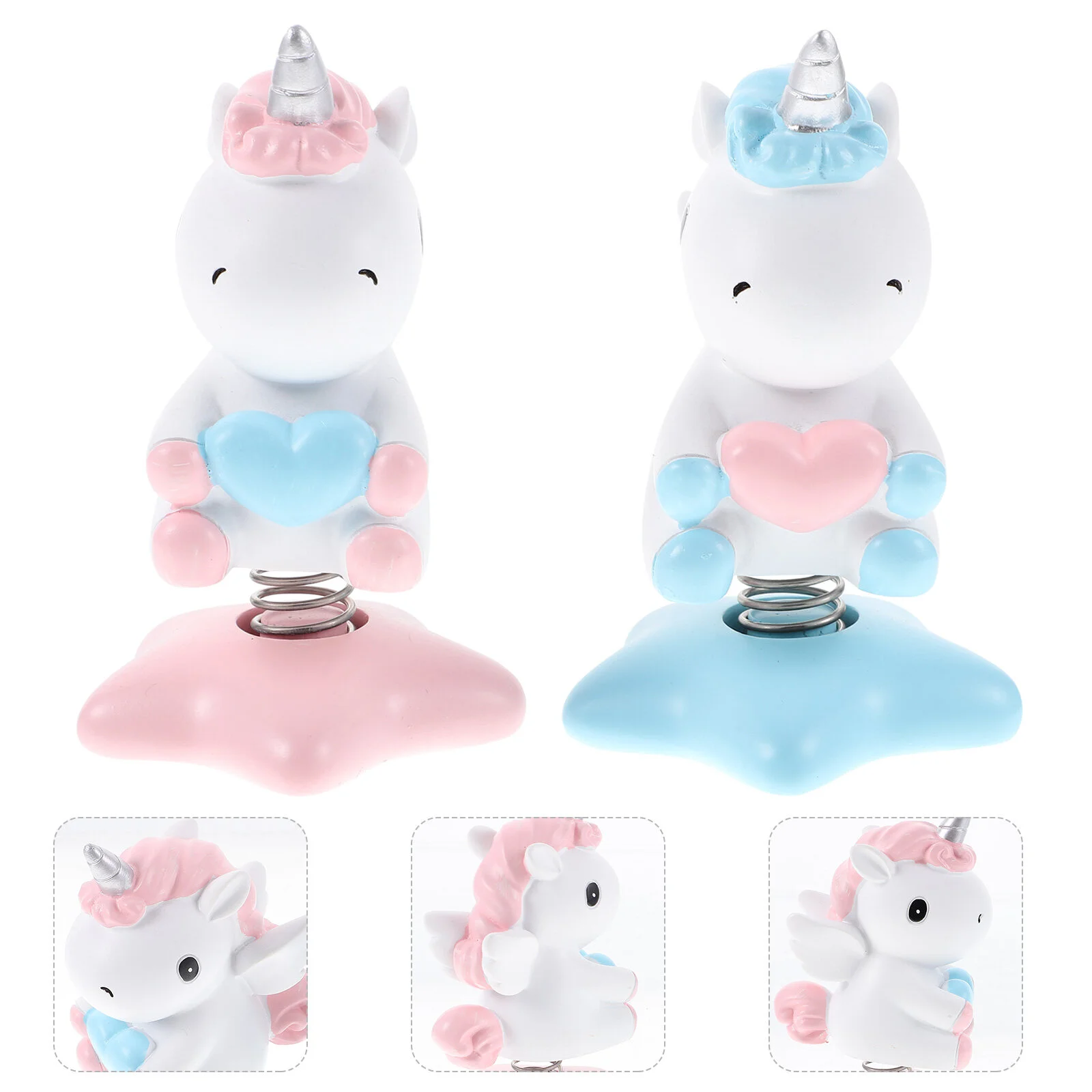 

2 Pcs Accessories Car Decor Decors Desktop Tiny Unicorn Statues Shaking Figurine Decorate Resin Adorn Figurines Craft Adornment