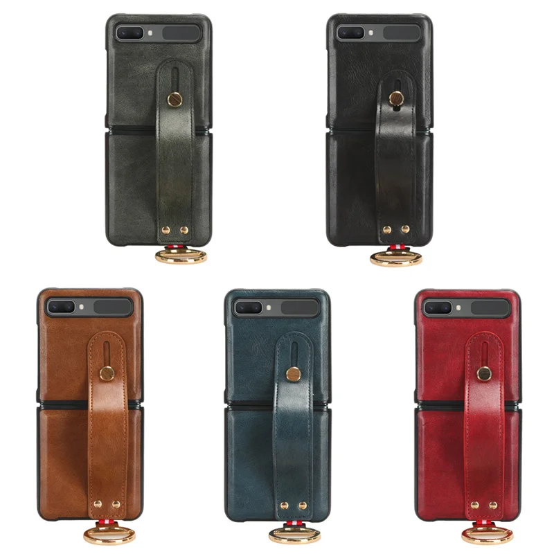 

Suit Samsung Galaxy Z Flip 5G skin PU New Wristband fold Rear Case with Lanyard for Galaxy Z Flip ZFlip 5G Phone Case