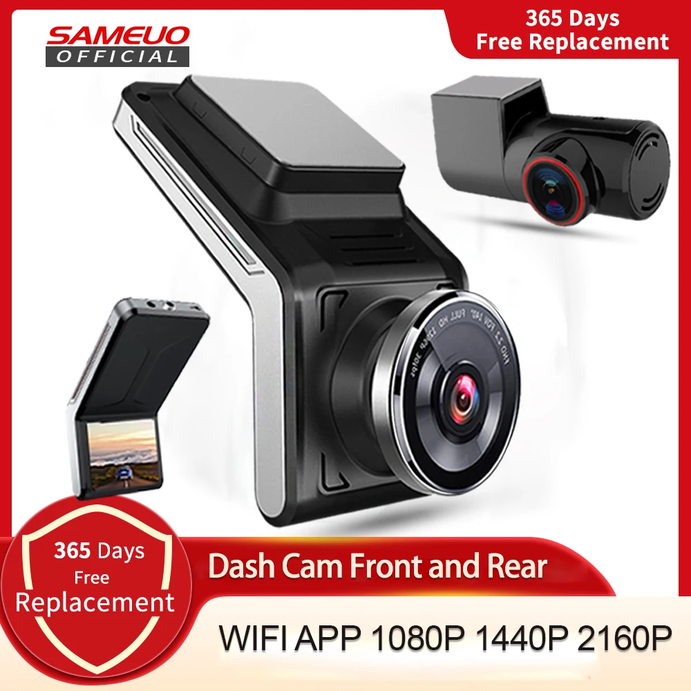 Sameuo Dash cam Front and Rear UHD2160P Video Recorder 24H Parking Auto WiFi 2 cam Night Vision Car Dvr Camera Dashcam