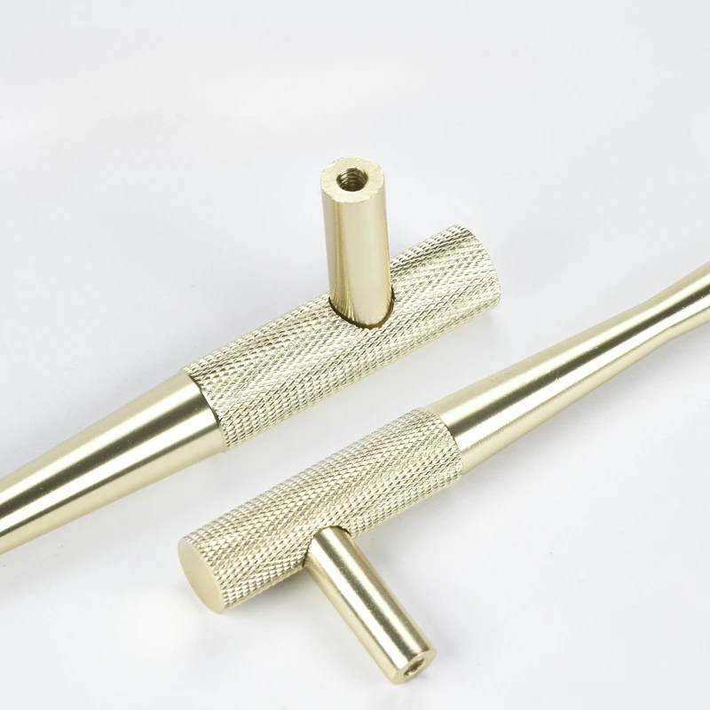 Мебельные ручки MARUAT из алюминиевого сплава с накатанным узором золотые для