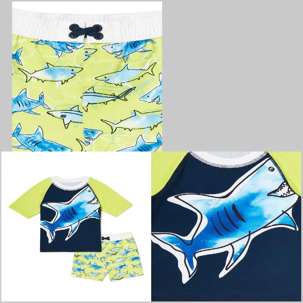 

Модный Забавный комплект из 2-х предметов, плавки с защитой от сыпи для маленьких мальчиков, размеры 12M-5T