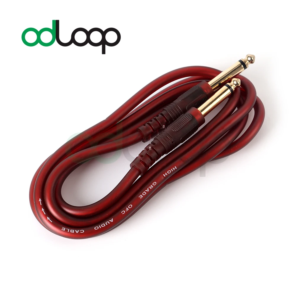 ODLOOP 1.5m Guitar Cable 6.35mm Mono Jack Speaker Cable Instrument Male To Male Compatible with Electric Bass Guitar Keyboard