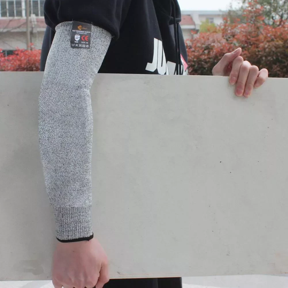 

5 HPPE Anti-Cutting Sleeve Anti-Puncture Protective Fingerless Arm Guard Outdoor Work Cut Resistant Safety Sleeves Cover