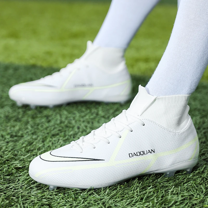 Big Size Soccer Shoes for men Outdoor TF/FG High Ankle Ultra Light Football Boots Kids Cleats Training Sport Sneakers 32-48#