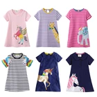 Новое поступление, детские платья с единорогом, летняя одежда для маленьких девочек, детское платье принцессы в полоску, повседневные Модные Длинные Топы, платье для девочек