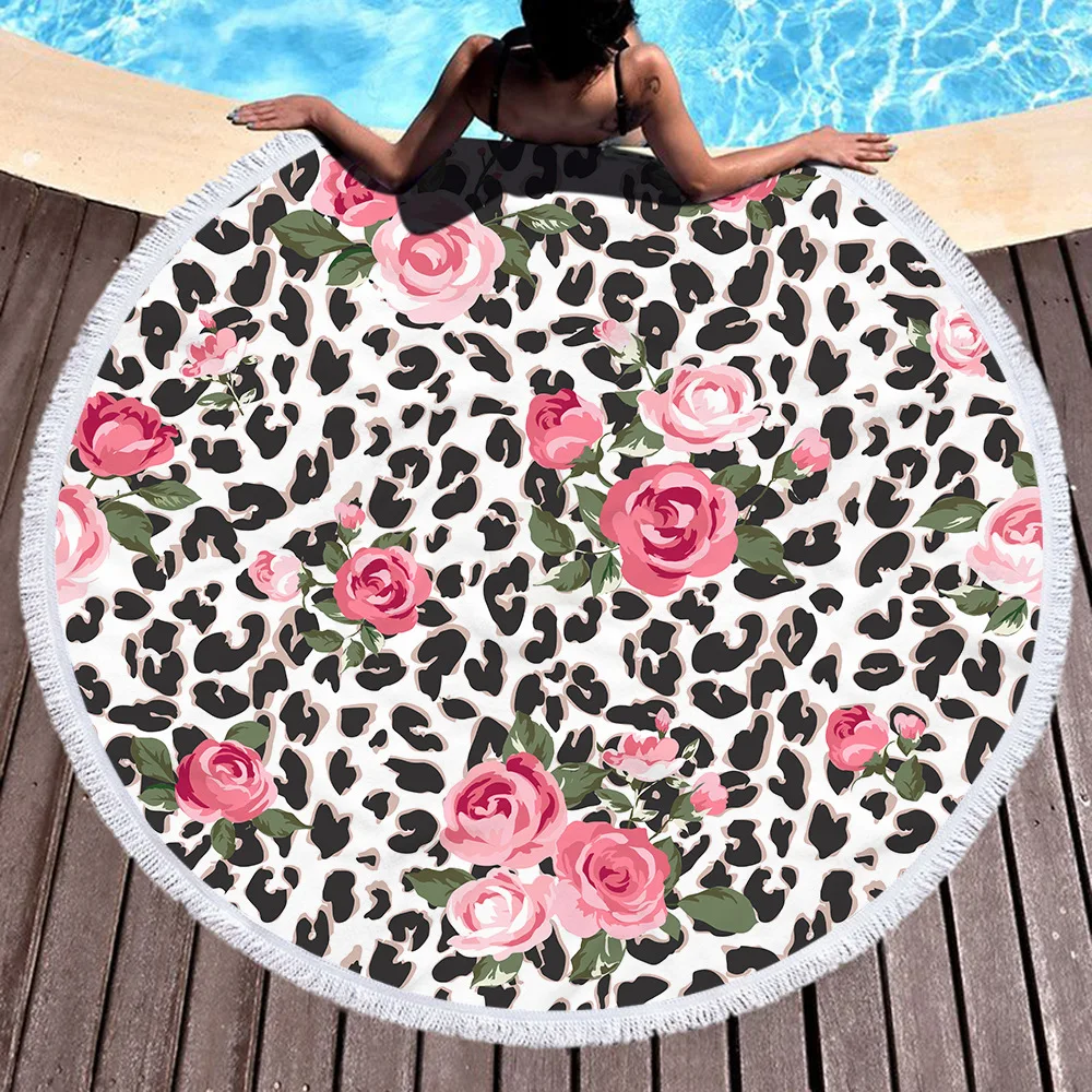 Пляжное полотенце шаль быстросохнущее большое круглое пляжное для плавания