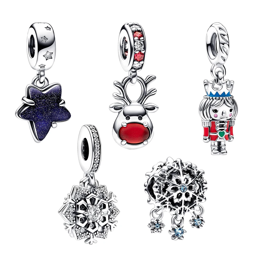 

925 Silver Christmas Element Pendant Fit Pandora Original Banquet Making Luxury Ladies Bracelet Necklace Gift