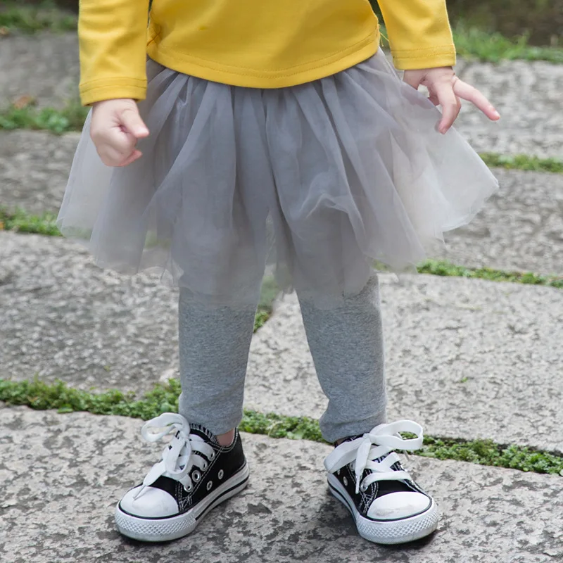 

Infant Kids Baby Girls Pants Autumn New Baby Girl Gauze Cotton Fake Two-piece Skirt Pants Leggings Pants Dream Gauze Pants Skirt