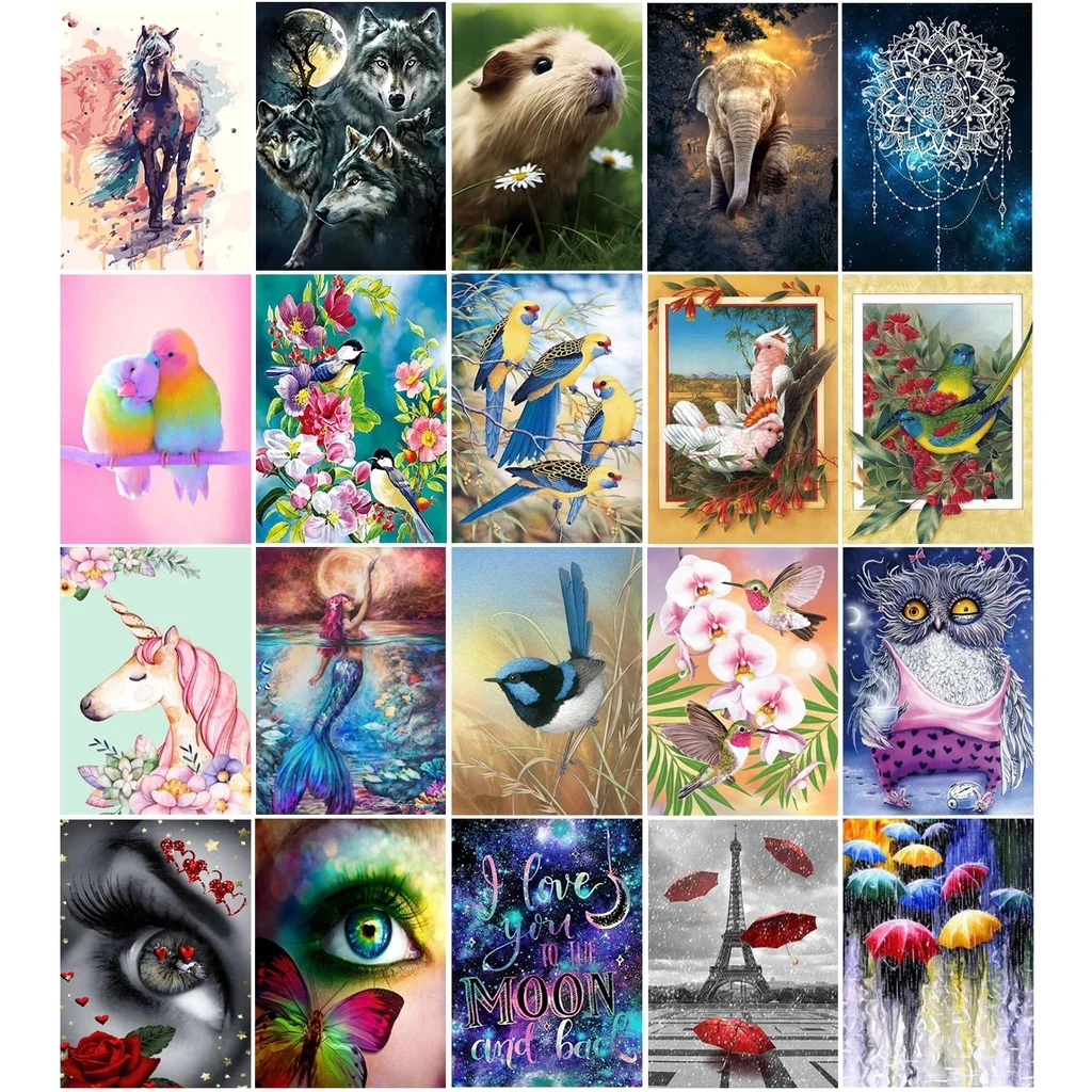 

Round 5D Diamond Painting Floral Cross Stitch Kit Landscape Embroidery Animal Complete Mosaic Painting Home Decoration