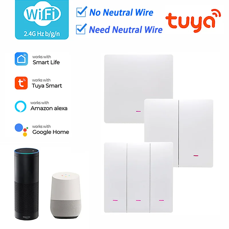 

Tuya WiFi Smart Switch EU 1/2/3 Gang Wall Light Button Switch Smart Life APP Remote Control Voice Control Via Alexa Google Home