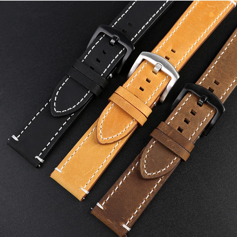 Ремешок кожаный для часов Omega Rolex IWC Tissot универсальный винтажный быстросъемный