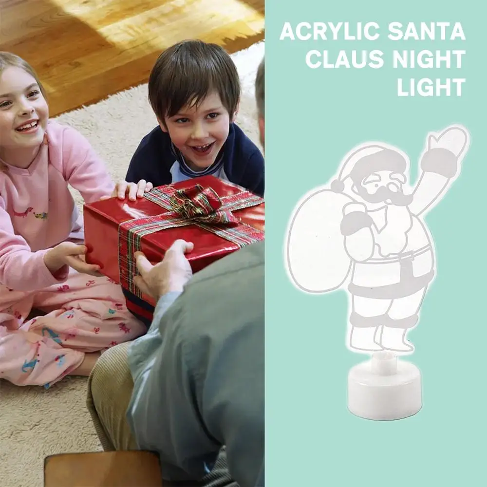 

Merry Christmas Acrylic Santa Claus LED Night Light Brightness Children's Home Transparent Room Furnishings 1pcs High Gift F0L9
