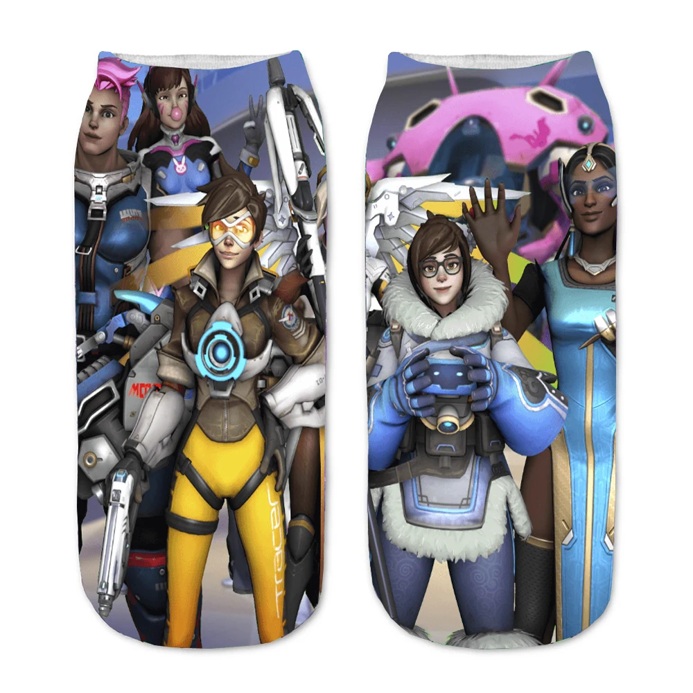 Носки с рисунком Аниме игра OW 3D DVA Мультяшные Прямые мужские женские короткие