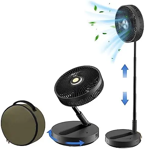 

Oscillating Standing Fan, 10" Foldaway Desk Fan, 10800mah Rechargeable Quiet Height Adjustable Floor Fan, 50H Working Time, Min