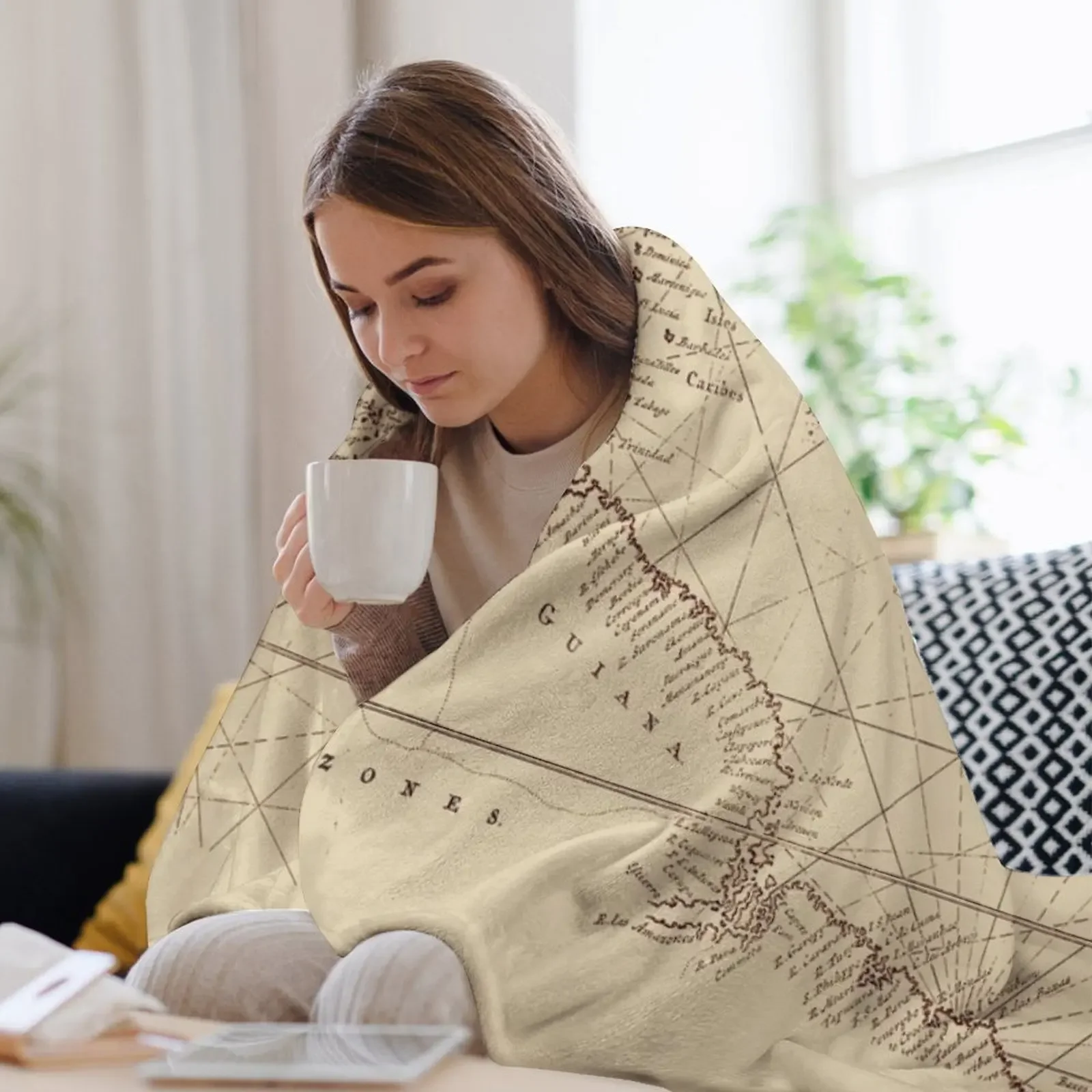 Одеяло Uncharted Map Design Retros для дивана тонкие одеяла