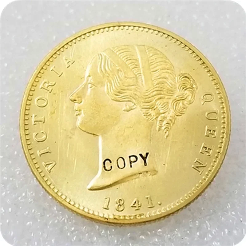 1841 Индия - Британский 1 Моур Виктория с двойной оплеткой одна мохур латунный