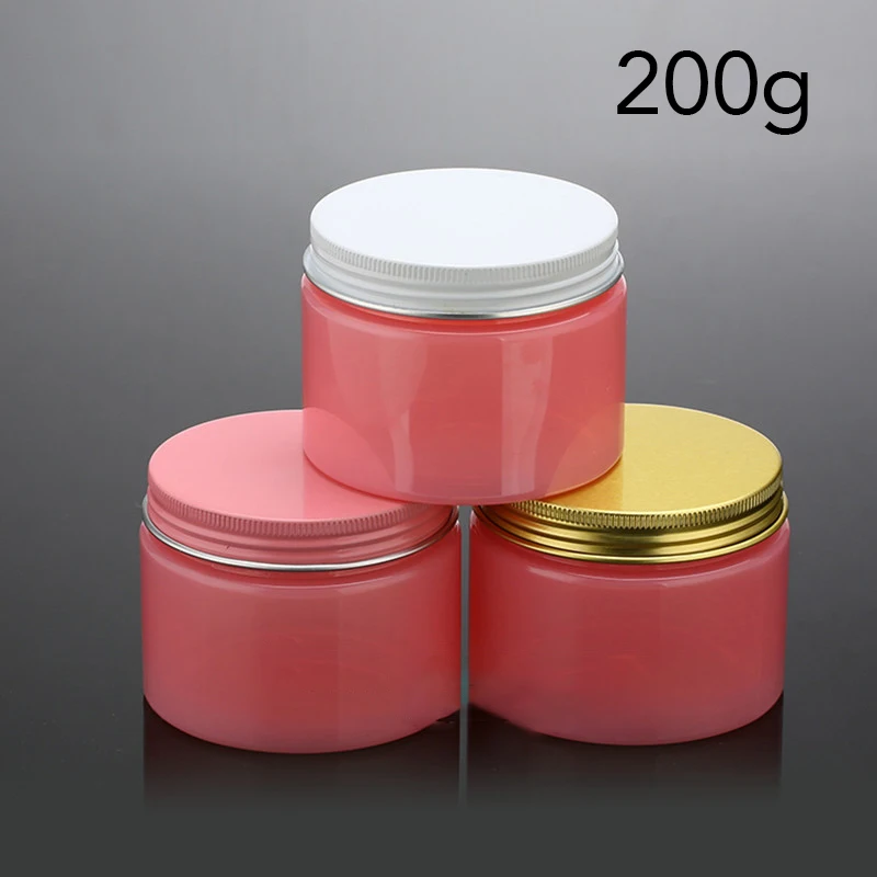 

200g Pink Plastic Jar 7oz Empty Cosmetic Container 200ml Makeup Lotion Cream Coffee Beans Spice Tea Refillable Bottle 20pcs