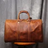 Vintage Men's Cowhide Leather Short-distance Carry Hand Luggage Bags Weekend Fitness Large Travel Duffle Bag Messenger Bags 3
