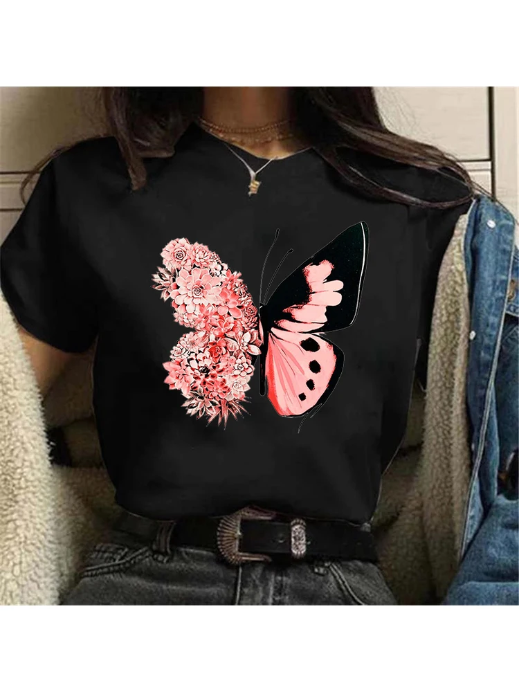 

Женская модная футболка с графическим рисунком, одежда в Корейском стиле Харадзюку с короткими рукавами, женская рубашка с цветочным рисун...