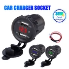 Двойной Usb-порт адаптер для прикуривателя QC 3,0 Быстрая зарядка светодиодный цифровым вольтметром Usb Автомобильное зарядное устройство водонепроницаемое