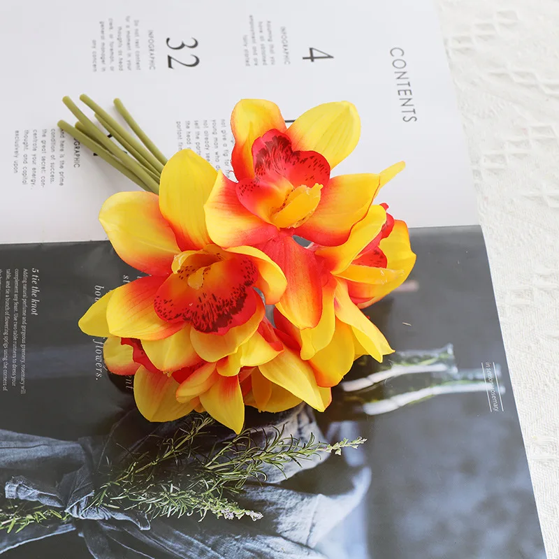 

YO CHO искусственные орхидеи латексные 6 головок