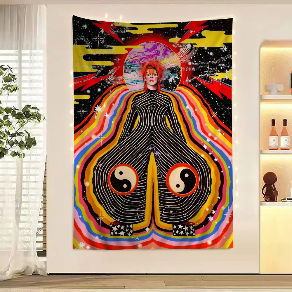 Британский гобелен рок-певица Дэвид Б-Боуи из аниме подвесной Таро хиппи