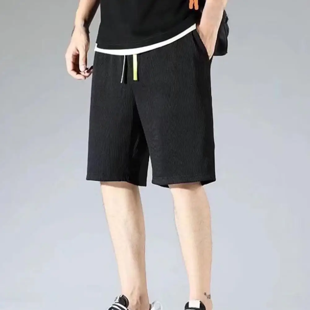 

Trendy Short Pants All Match Stretchy Male Lace-up Elastic Waist Shorts