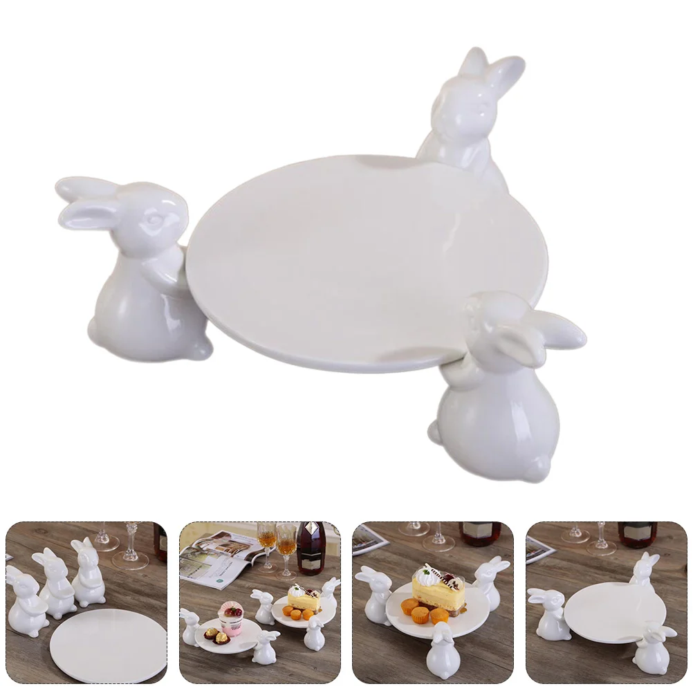 

Ceramic Plates Serving Stand Cake Dish Bunny Plate Tray Easter Salad Dessert Display Dishes Rabbit Cupcake Food Platters Snack