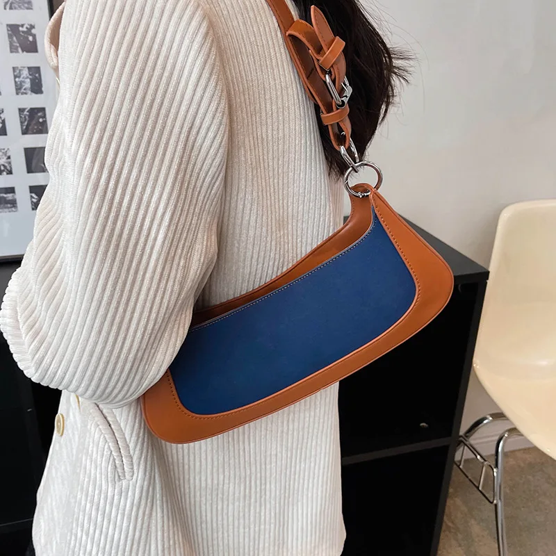 Simple Fashion PU Leather Texture Handbags Luxury Designer Ladies Underarm Bags for Women New Retro Shoulder Crossbody Bag