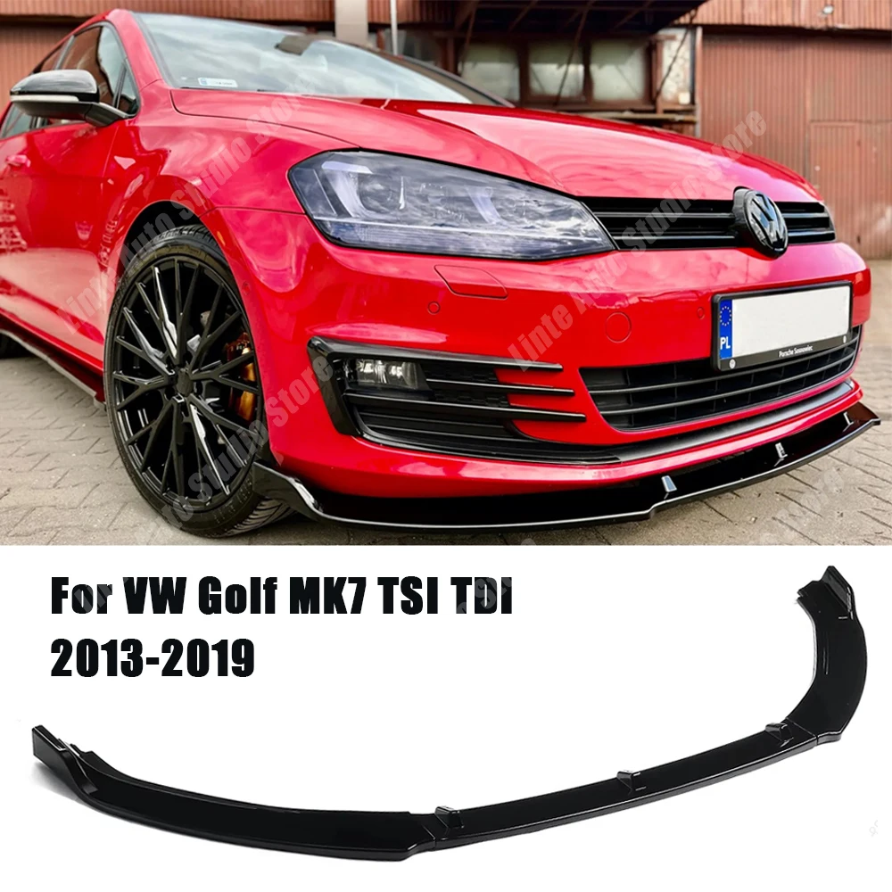 Фото Автомобильный передний бампер, диффузор, сплиттер для VW Volkswagen Golf 7 MK7 TSI TDI хэтчбек/вариант 2013-2019, дефлектор, спойлер, накладка на губу №1