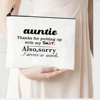 auntie makeup bag letter flower print cosmetic bags best auntie make up bags toiletries organizer pouch ladies gifts new