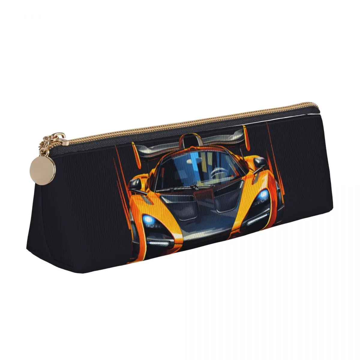 

Fantastic Sports Car Triangle Pencil Case Cartoon 2D Elements School Big Pencil Box Girls Boys Fashion Leather Pen Organizer