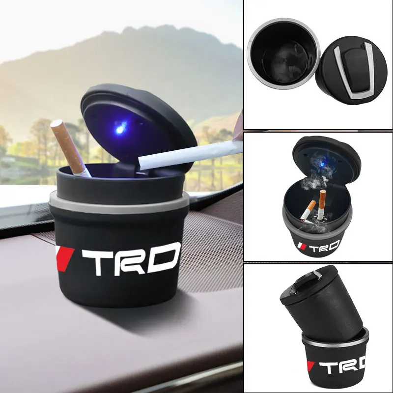

1pcs Car Ashtray with Led Lights Cigarette Cigar Ash Tray for Toyota TRD camry chr corolla yaris prius Hybrid Hilux Car Supplies