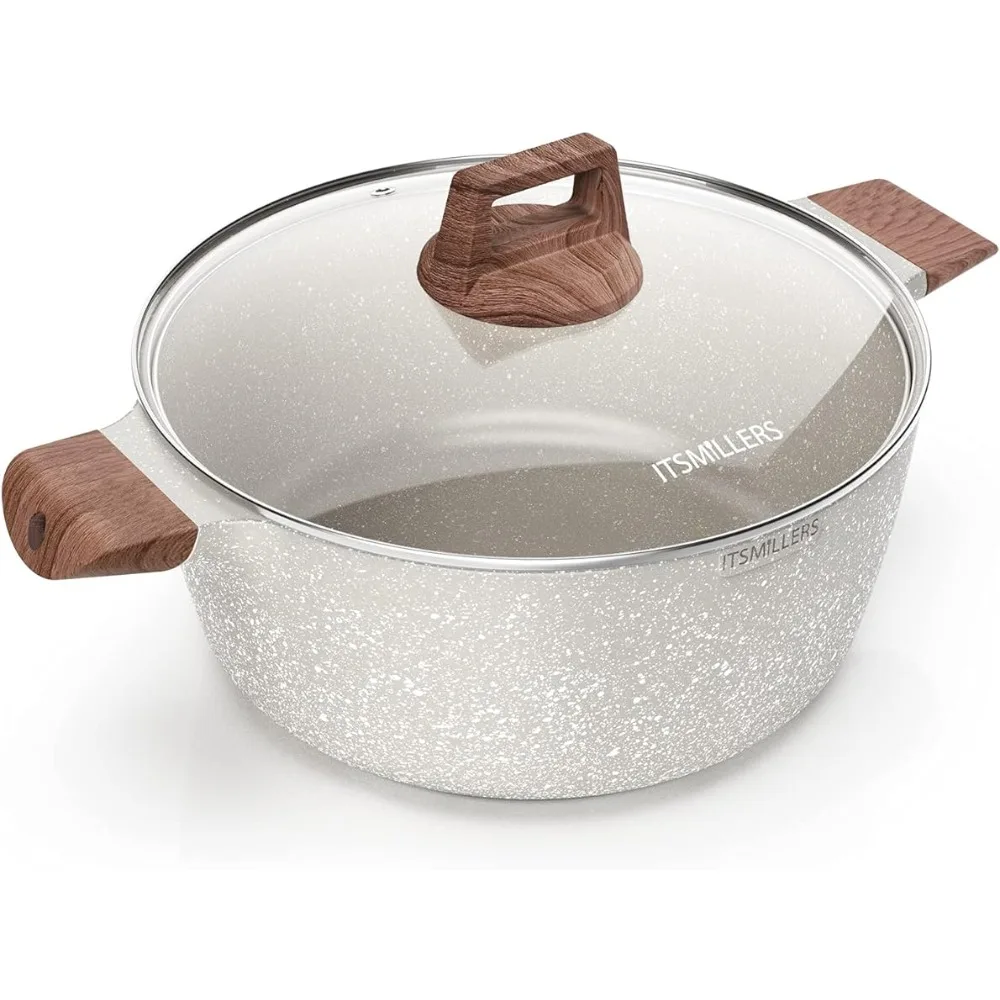 

Антипригарная Кастрюля из литья под давлением, элегантная фотоемкость 6Qt с крышкой, кастрюли с Индукционным дном для приготовления пищи