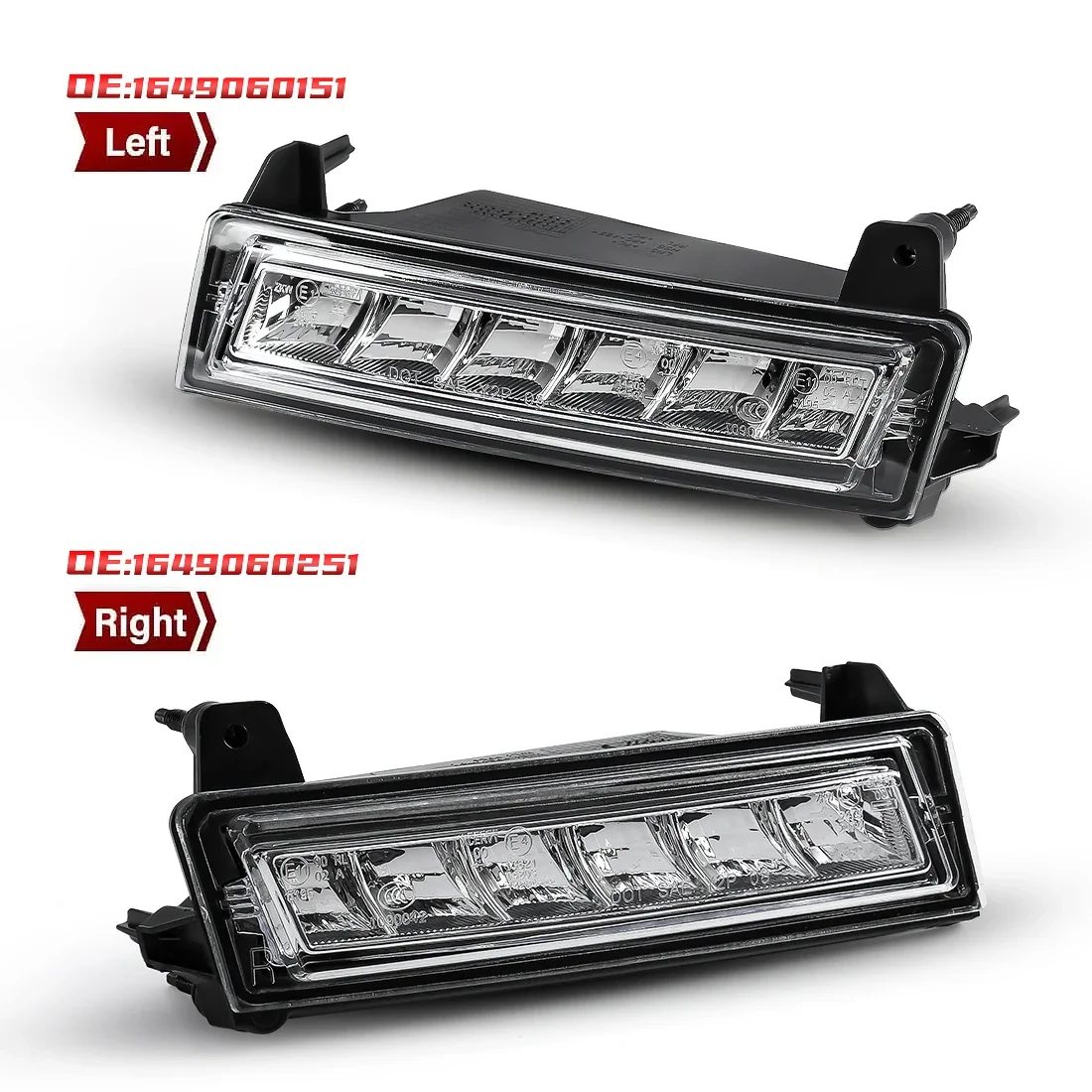 Фото Светодиодные ДХО для Mercedes-Benz W164 X164 X204 ML350 ML450 GL450 GLK350 2009-2013, противотуманные фары, передний бампер, фары головного света 1649060251 1649060151 №4