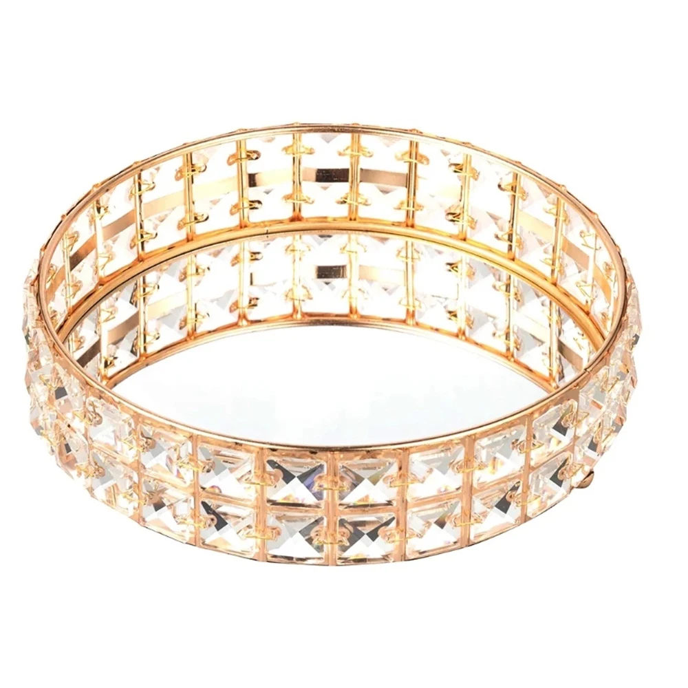 

Зеркало из хрустального стекла диаметром 10 дюймов, поднос для хранения ювелирных изделий, косметическая тарелка для десертов, домашний дек...