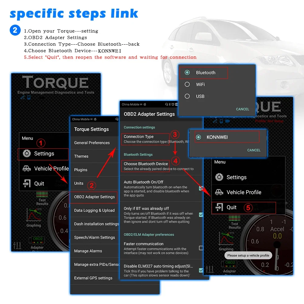 Konnwei Kw902 Elm327 V1.5 Obd2 Сканер Bluetooth 5