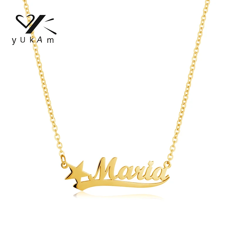 YUKAM Small Star Aesthetic Necklaces Women Stainless Steel Special Valentine Necklace Customizable Name Custom Pendant New in