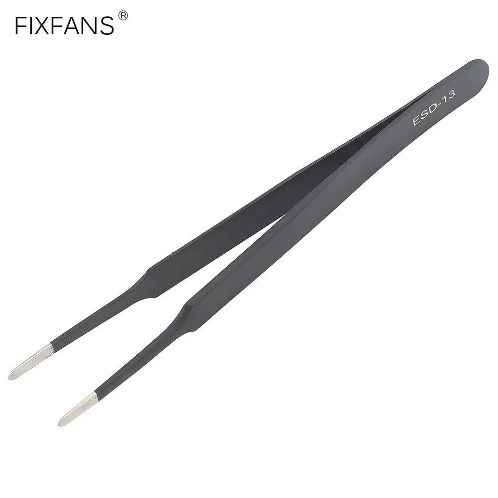 ESD-13 антистатические паяльные пинцеты прецизионные пинцеты из нержавеющей стали с плоским круглым наконечником для изготовления ювелирных изделий, электроники