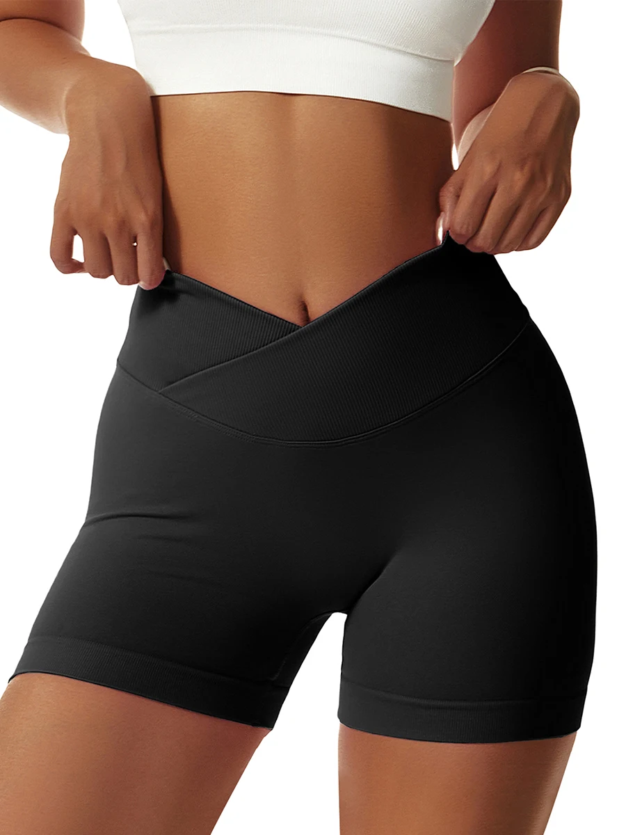 

Женские летние обтягивающие шорты для йоги, однотонные спортивные шорты с эластичным поясом