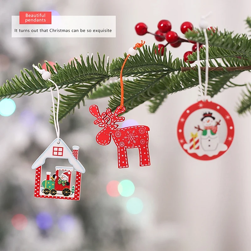

12Pcs Christmas Hanging Pendants Snowflake Bell Snowman Elk Christmas Tree Party Home Decor New Year Gift