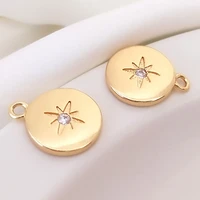 2pcs 14k gold plated brass star coin charms celestial sunflower pendant for jewelry making diy necklace earrings accessories