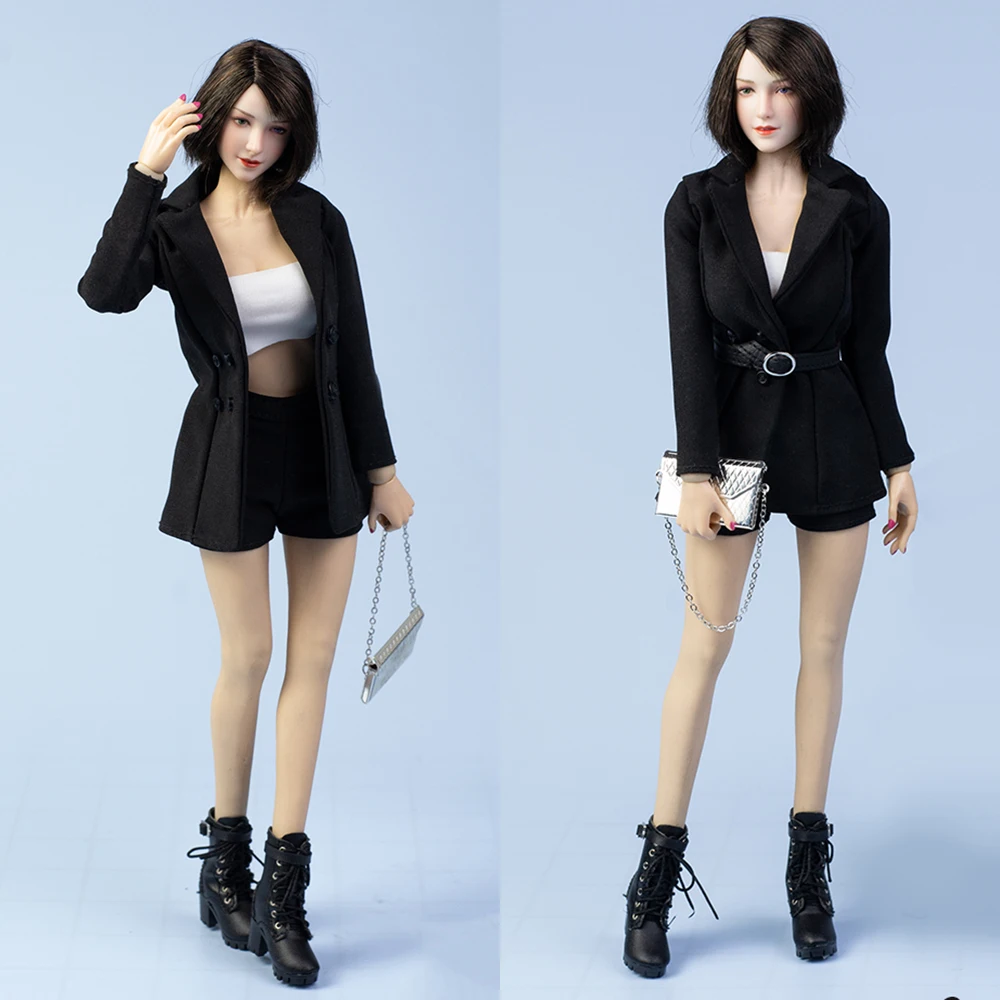 

ICE TOYS IC1003 1/6 Scale Sexy Office Lady Black Casual Workwear Shorts Business Clothes Set Martin Boots For 12'' Action Figure
