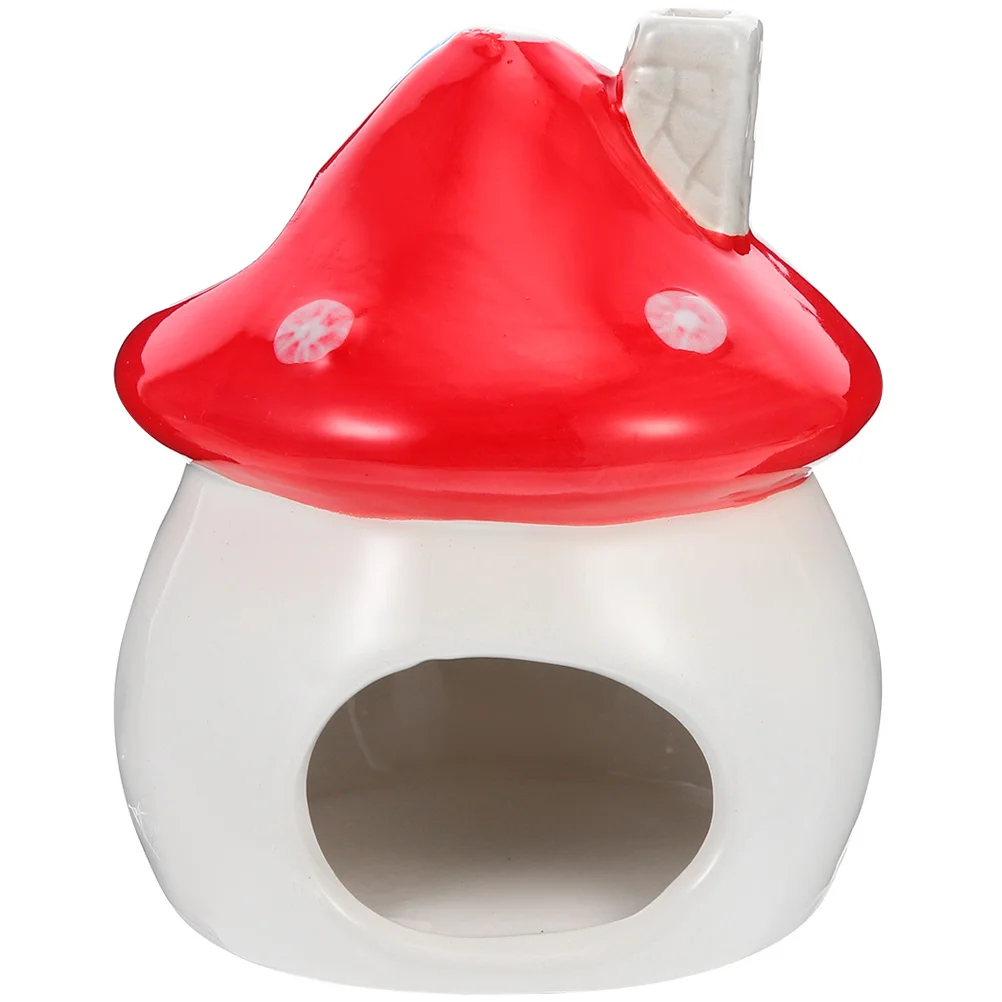 

Hamster House Bath Hideout Animal Ceramic Critter Cool Chinchilla Cage Cooling Mushroom Bed Gerbil Mini Hut Summer Rat Hideaway