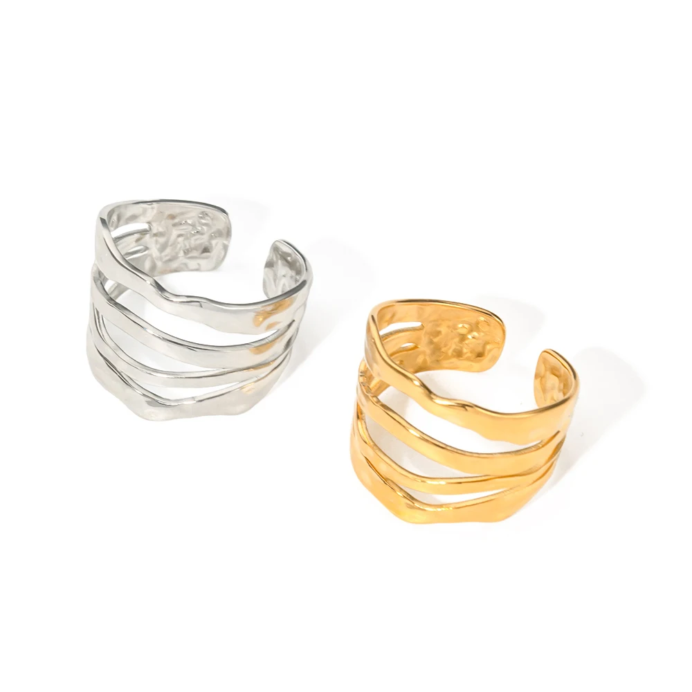 Геометрическое многослойное кольцо из нержавеющей стали с покрытием 18 ...