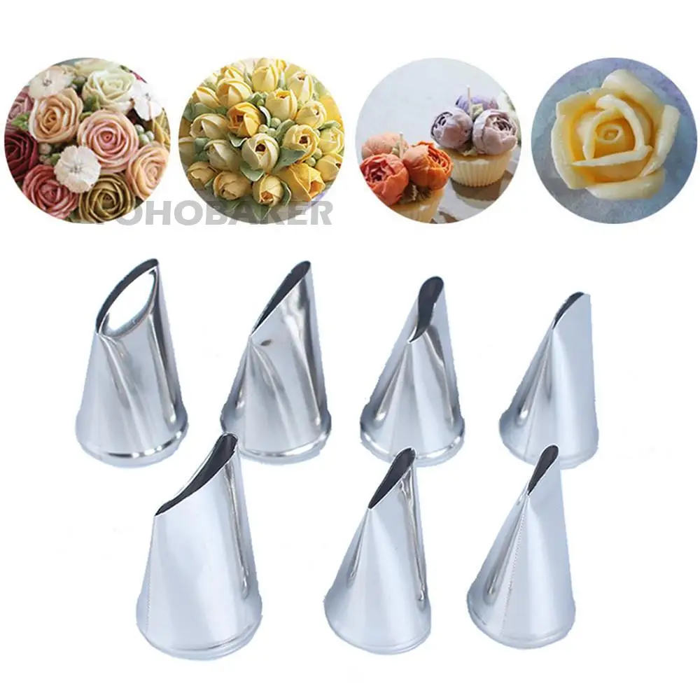 

7Pcs Rose Petal Icing Piping Nozzles Stainless Steel Cream Tips Cake Decorating Cupcake Pastry Tool Kitchen Gadgets