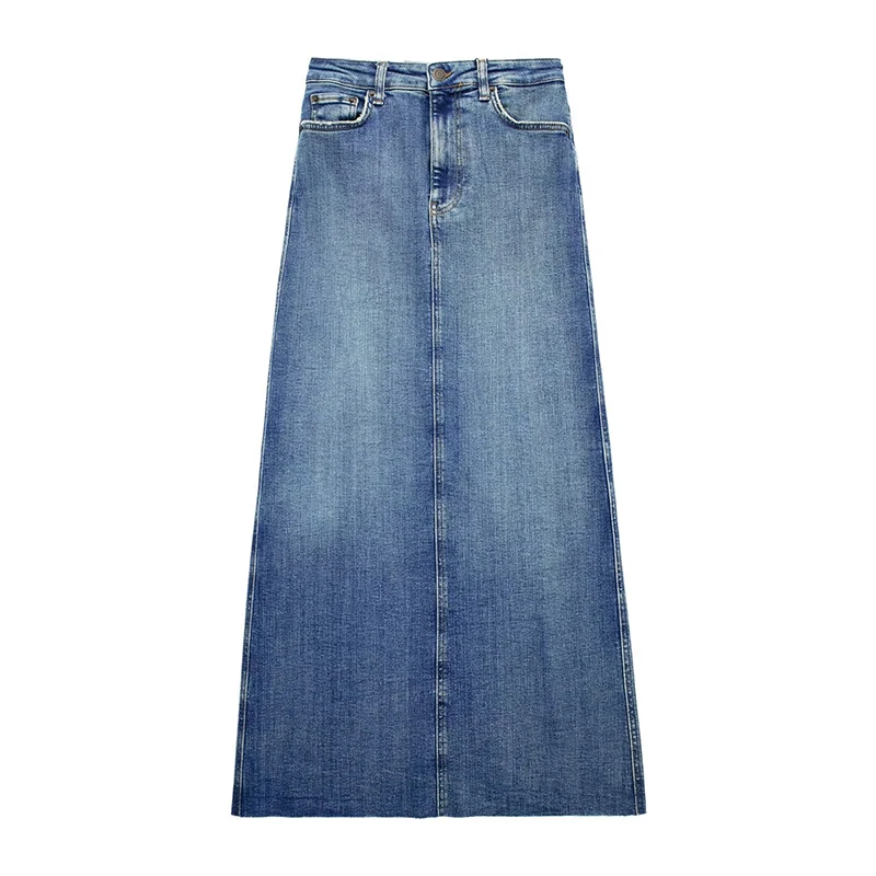 

2023 New Female High Waist Vintage Long Skirts Fashion Women Summer Versatile Elastic Denim Pencil Skirts Streetwear Casual