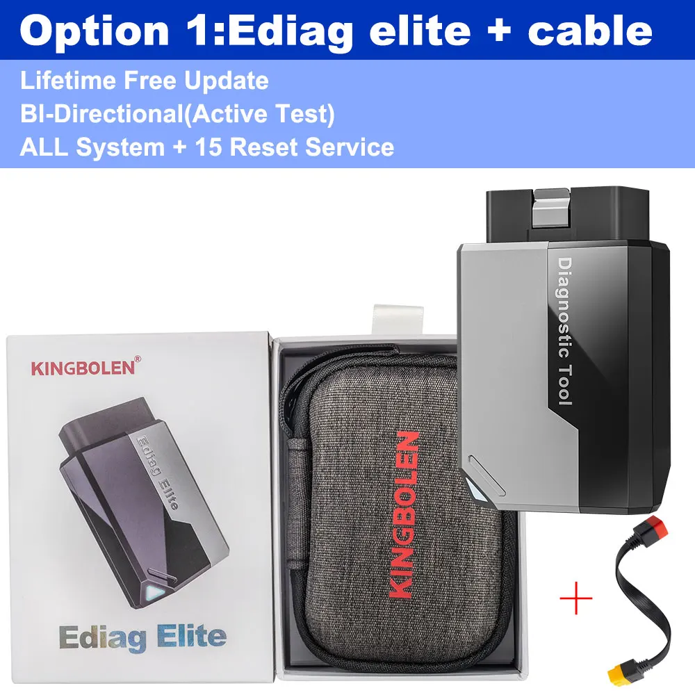 

2025 Новый автомобильный диагностический инструмент KINGBOLEN EDIAG ELITE, все системы 15+, сброс, встроенный CAN FD FCA, пожизненное бесплатное обновление, сканер OBD2
