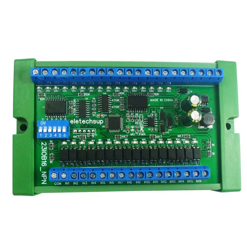 

5PCS DC12V 24V 16CH NPN Optically Isolated Input & 300MA Solid State Relay Output RS485 PLC IO Expansion Board